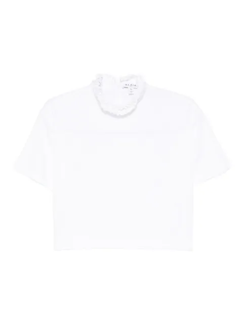 Alaïa ruffled-neck crop T-shirt 