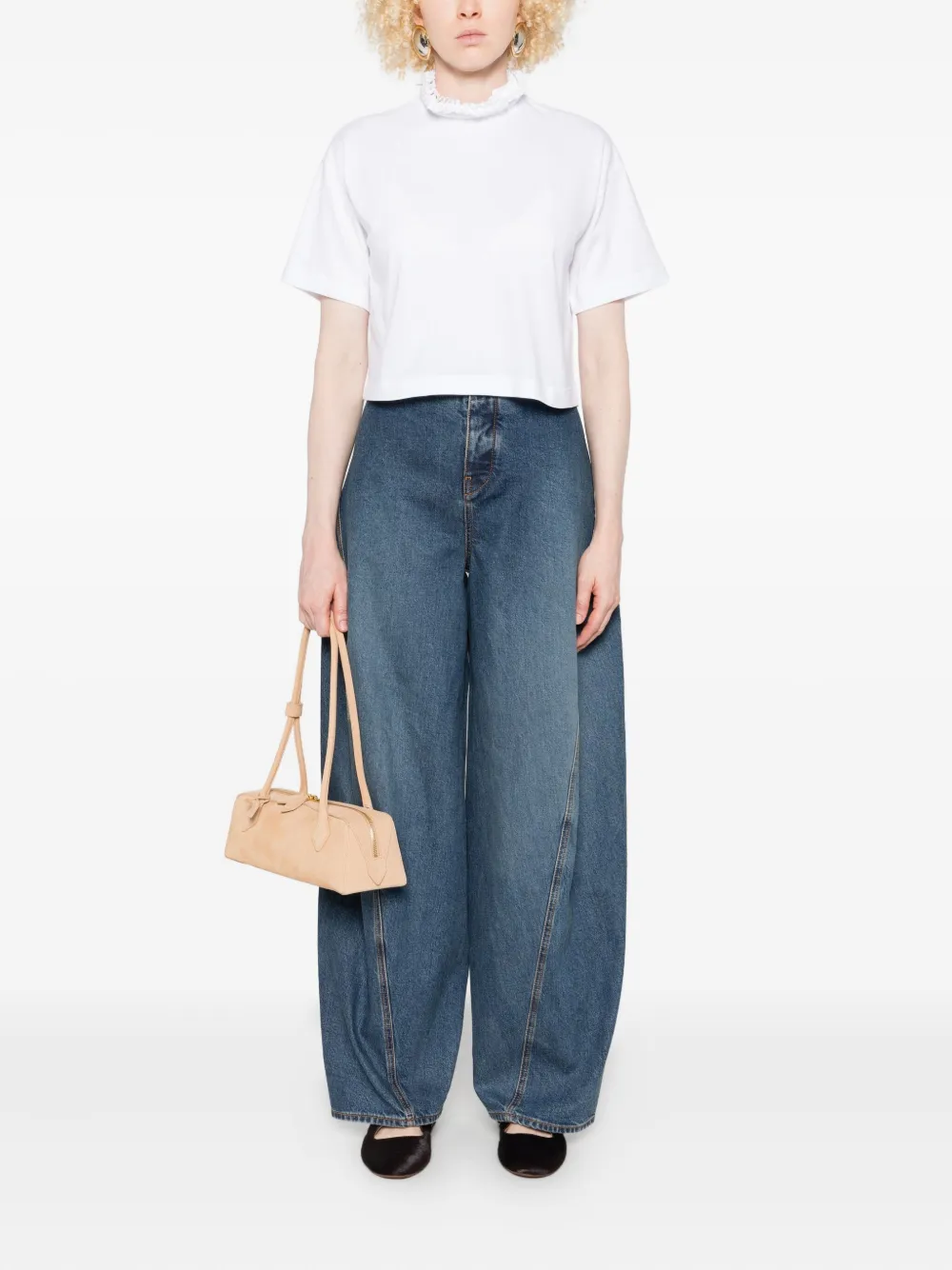 Alaïa ruffled-neck crop T-shirt | T-Shirts & Jersey Shirts | Image 2