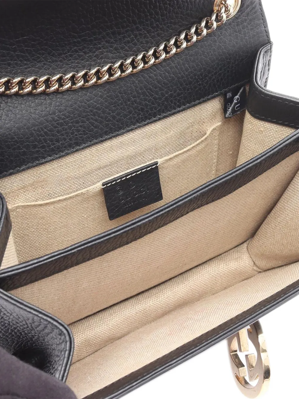 Pre-owned Gucci 2000-2015 Small Dollar Calfskin Interlocking G Crossbody Bag In Black