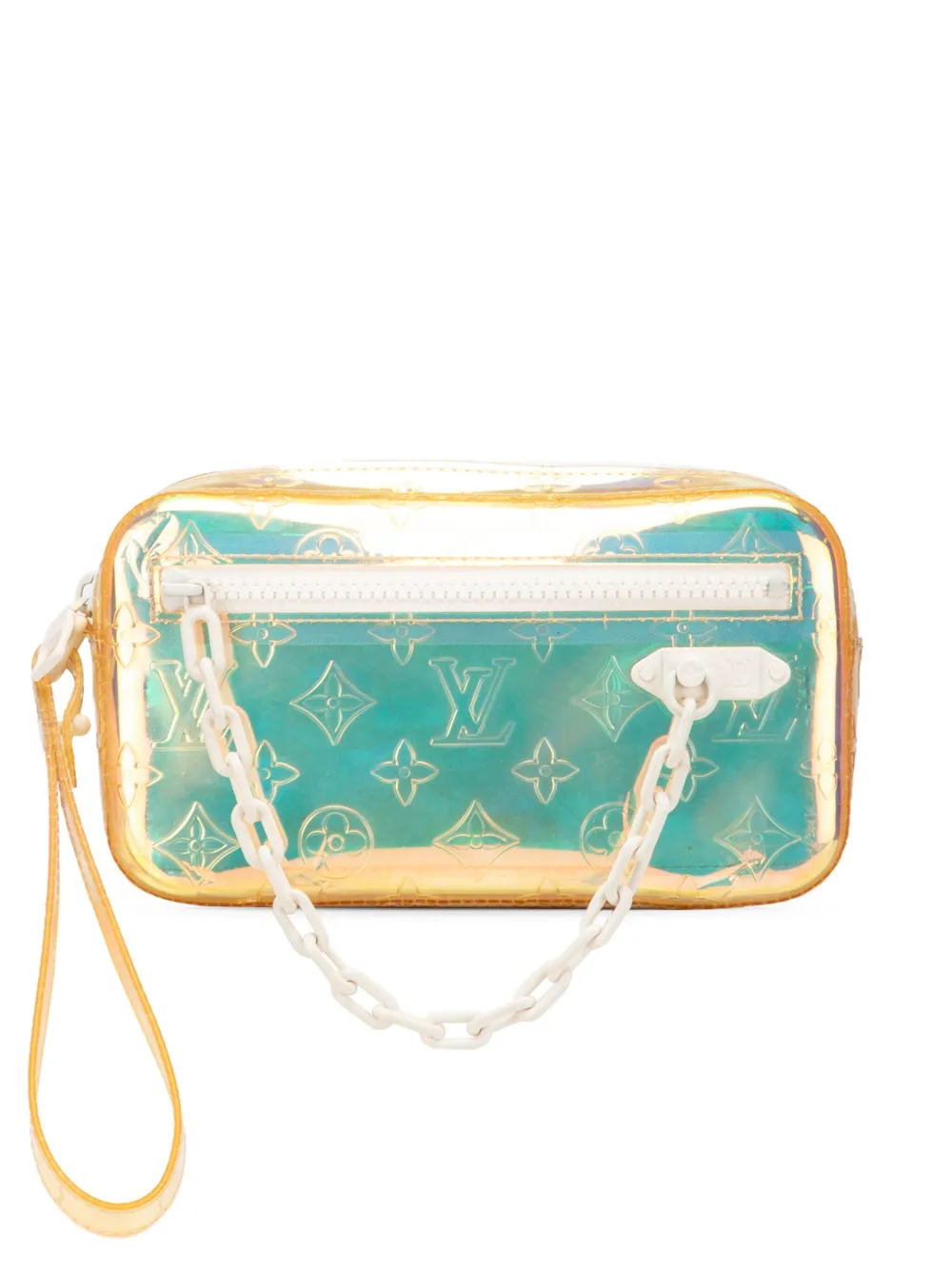 Louis Vuitton Pre-Owned 2019 モノグラム プリズム ポシェット ボルガ クラッチバッグ - ホワイト Louis Vuitton Pre-Owned 2019 モノグラム プリズム ポシェット ボルガ クラッチバッグ - ホワイト