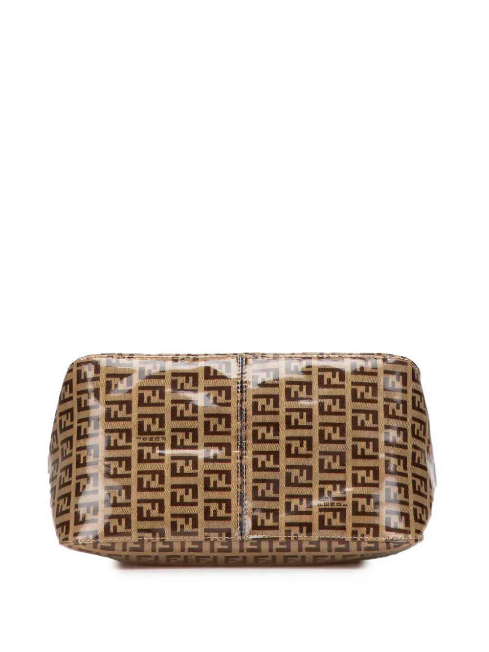 Pre-owned Fendi 20th Century Zucchino Crystal Double Flap Shoulder Bag In Brown