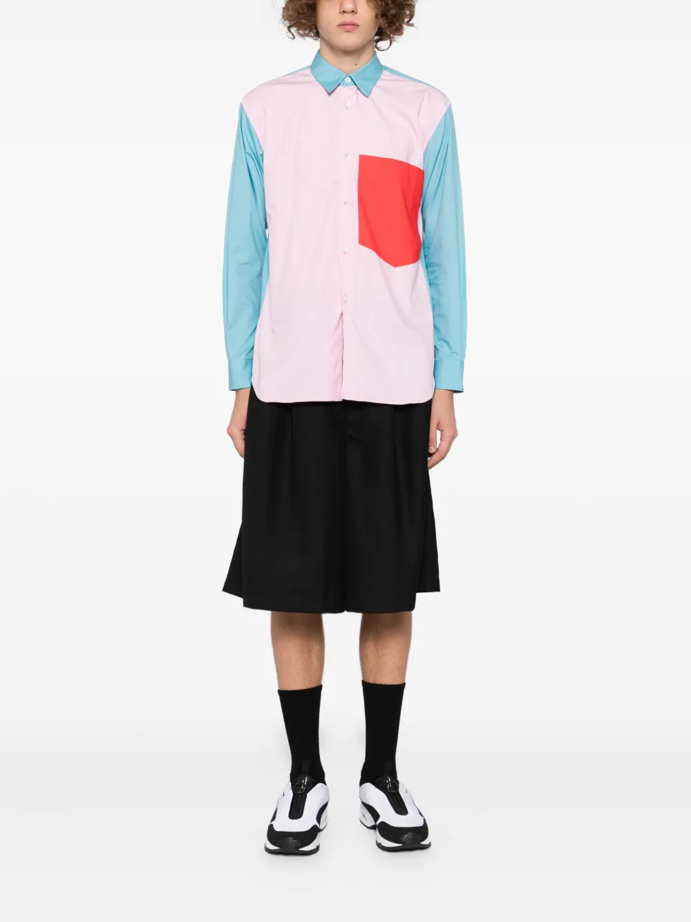 Comme Des Garçons Shirt Overhemd met colourblocking - Roze