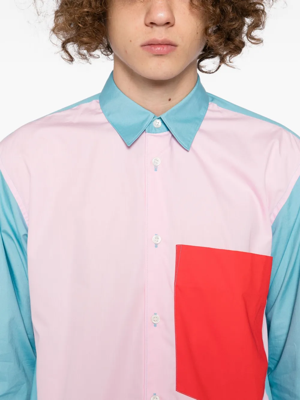 Comme Des Garçons Shirt Overhemd met colourblocking Roze