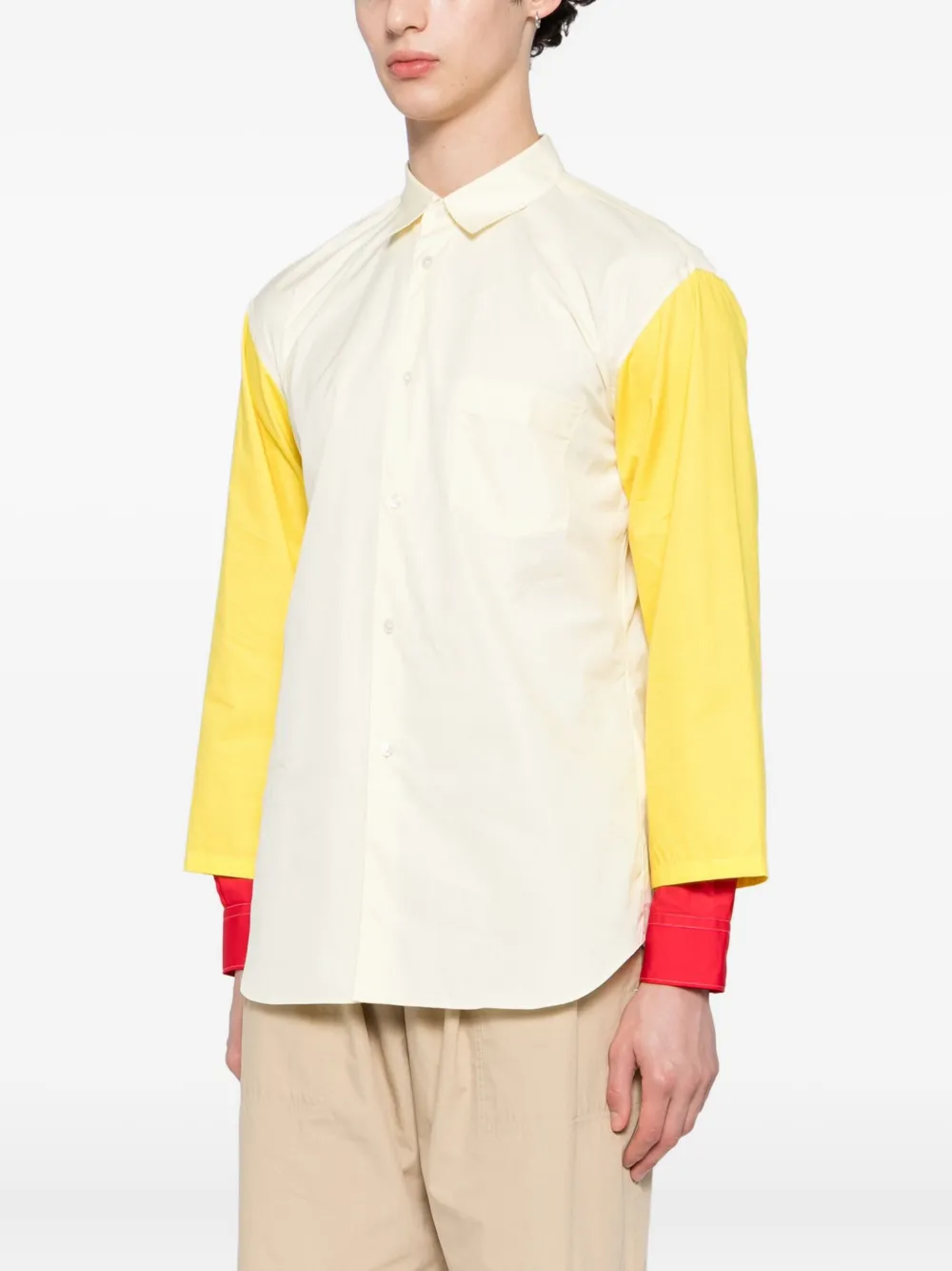 Comme Des Garçons Shirt Overhemd met colourblocking zak Geel