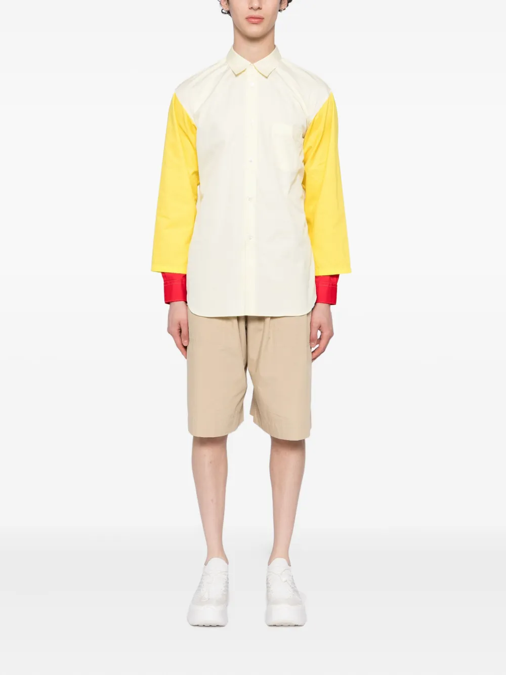 Comme Des Garçons Shirt Overhemd met colourblocking zak - Geel