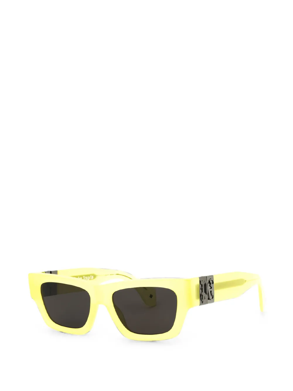 Palm Angels Eyewear Magnolia logo-plaque square-frame sunglasses Geel