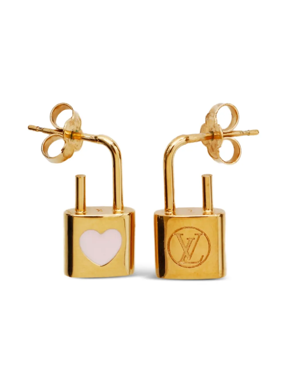Louis Vuitton Pre-Owned 2020s パドロック ハート ピアス - ゴールドトーン Louis Vuitton Pre-Owned 2020s パドロック ハート ピアス - ゴールドトーン