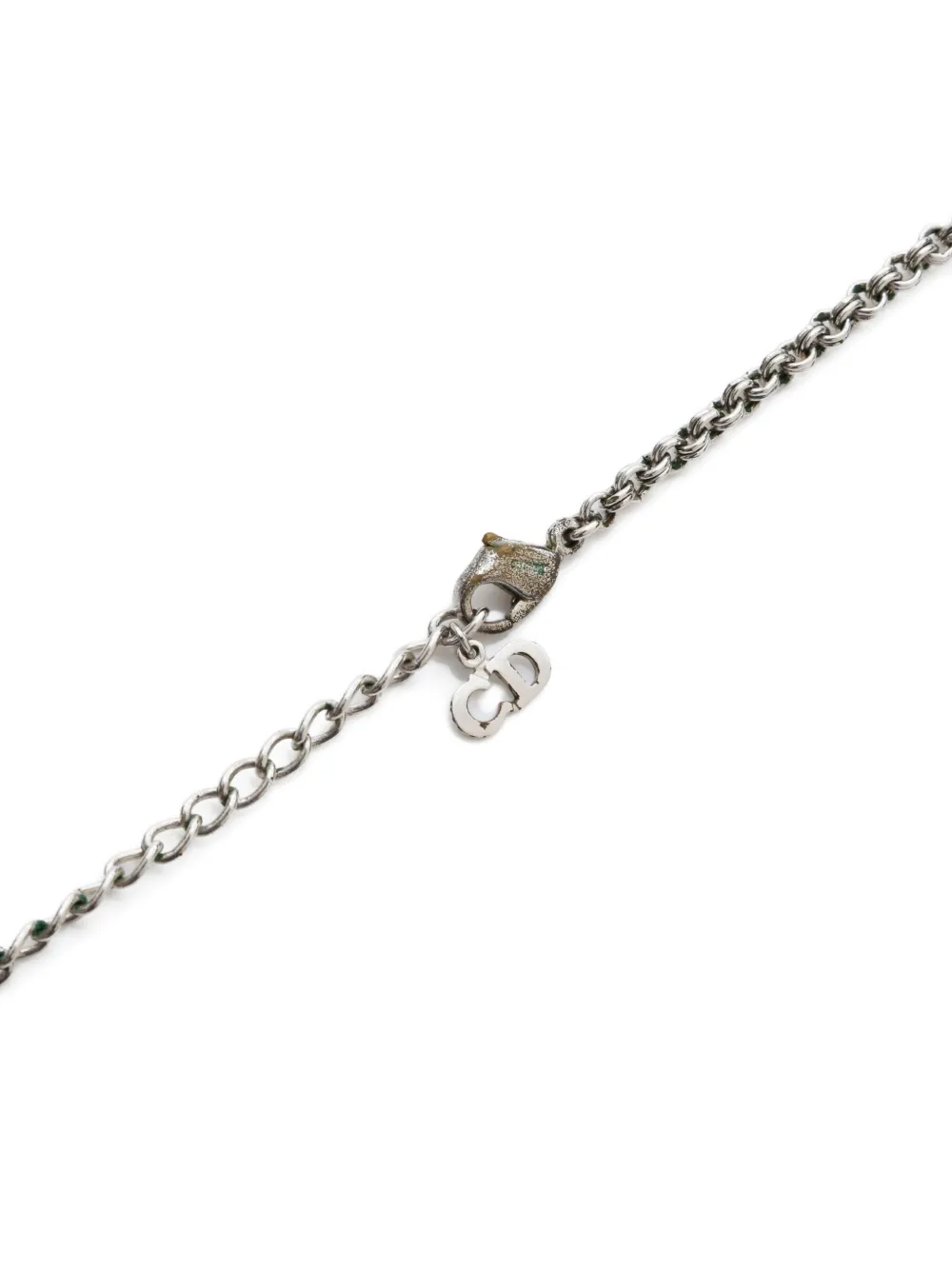 Pre-owned Dior 1990-2000s Logo Chain Necklace In Silver