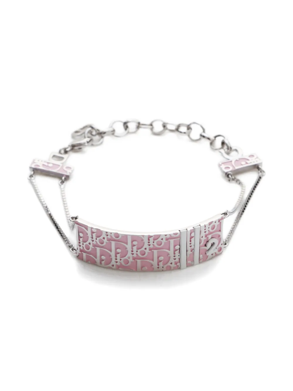Pre-owned Dior 1990-2000s Trotter-print Silver Bracelet