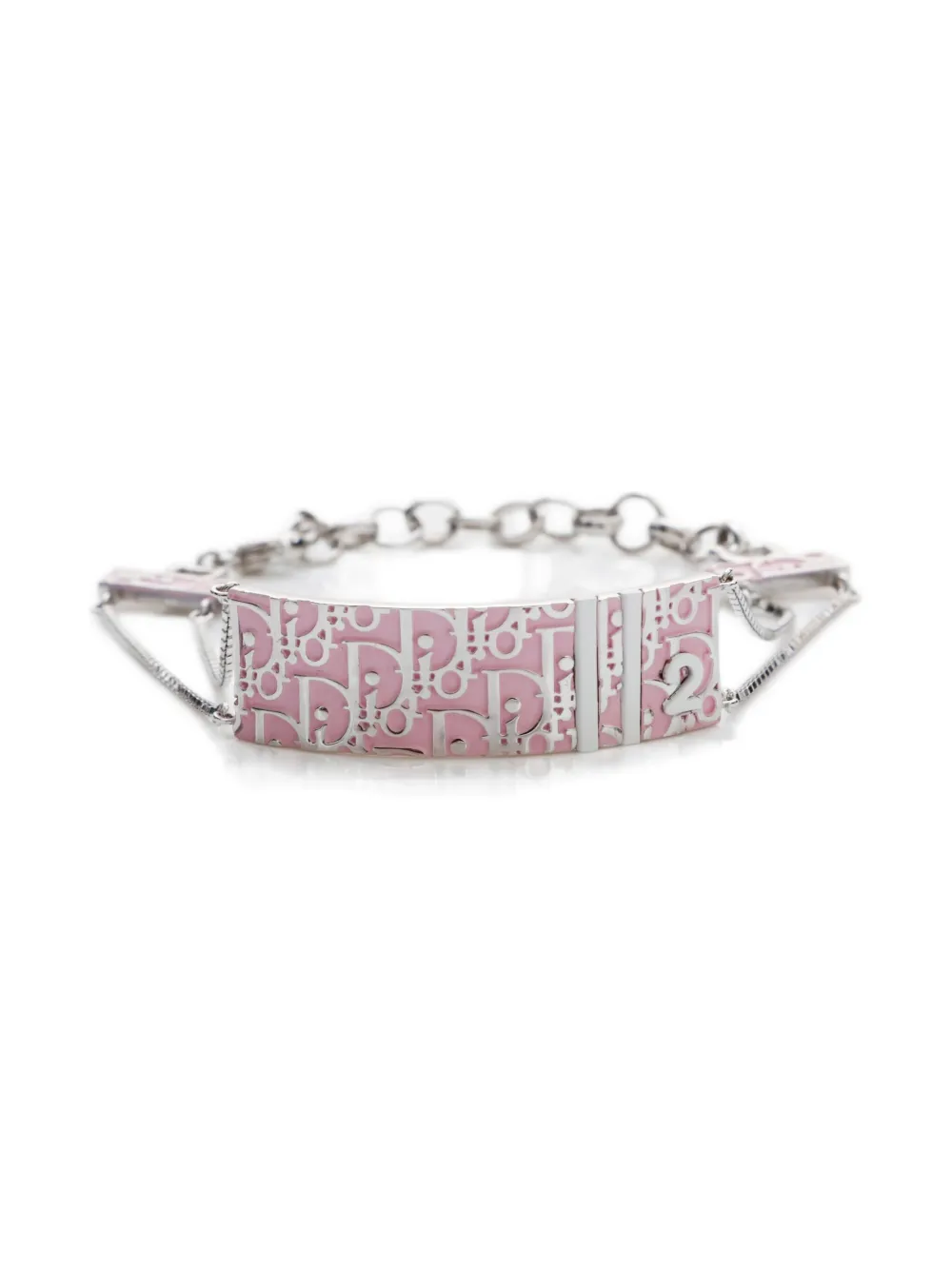 Pre-owned Dior 1990-2000s Trotter-print Silver Bracelet