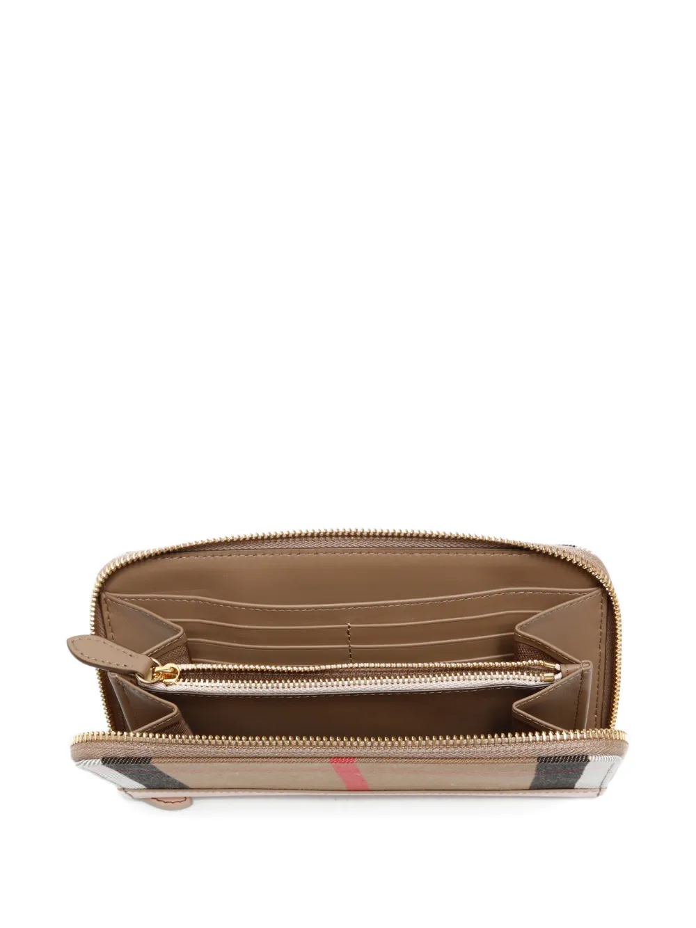 Pre-owned Burberry 2000-2020s Check Zip-around Wallet In Brown