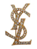 Saint Laurent Pre-Owned 1990-2000s logo rhinestone brooch - Gold