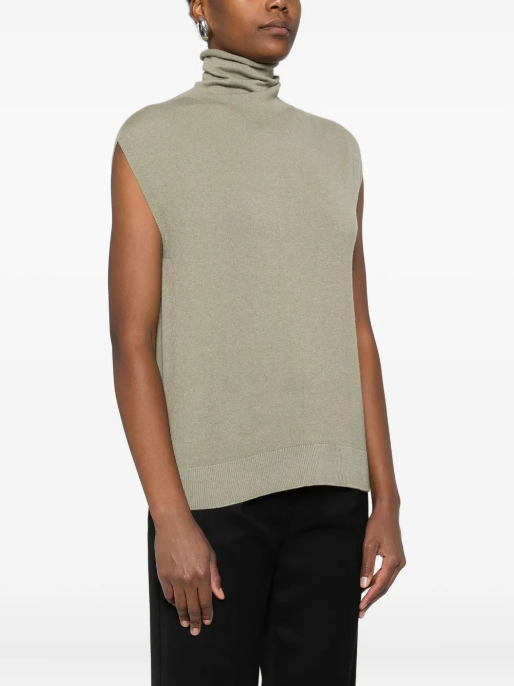 Antonelli Roll-neck Sleeveless Top In Gray