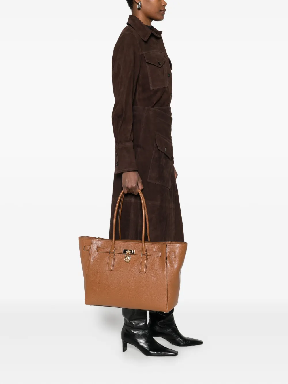 Michael Michael Kors padlock-detail leather tote bag - Bruin