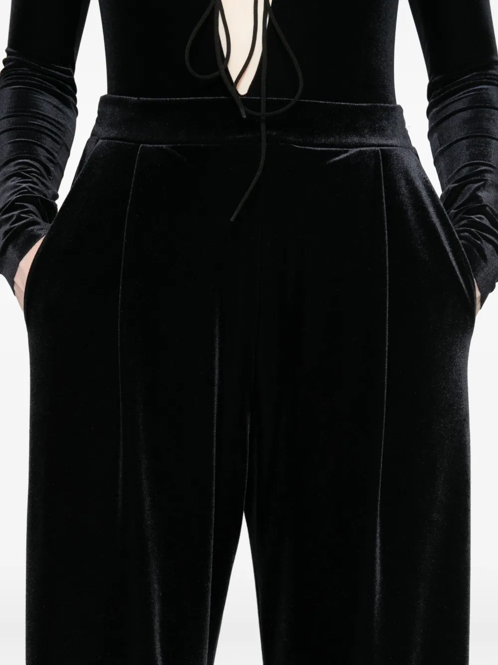 Amazuìn Wide-leg High-waisted Trousers In Black