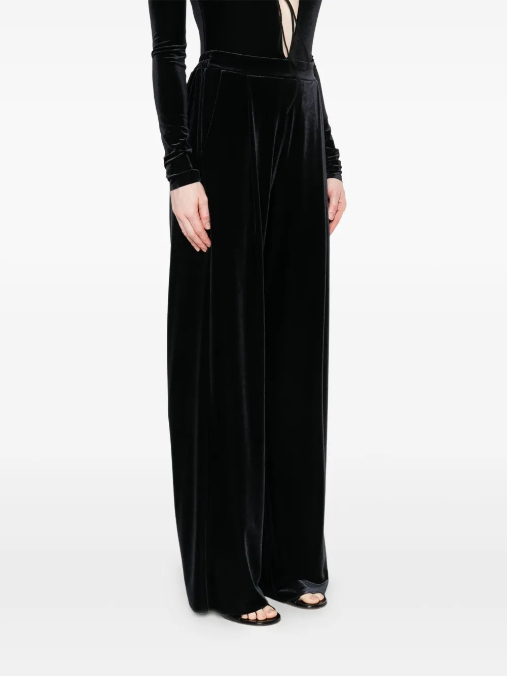 Amazuìn Wide-leg High-waisted Trousers In Black