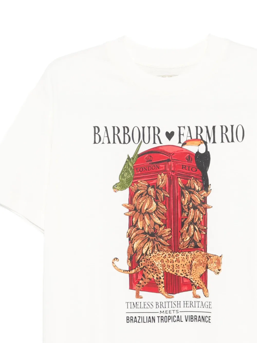Barbour x FARM Rio Maria Clara T-shirt met print Wit