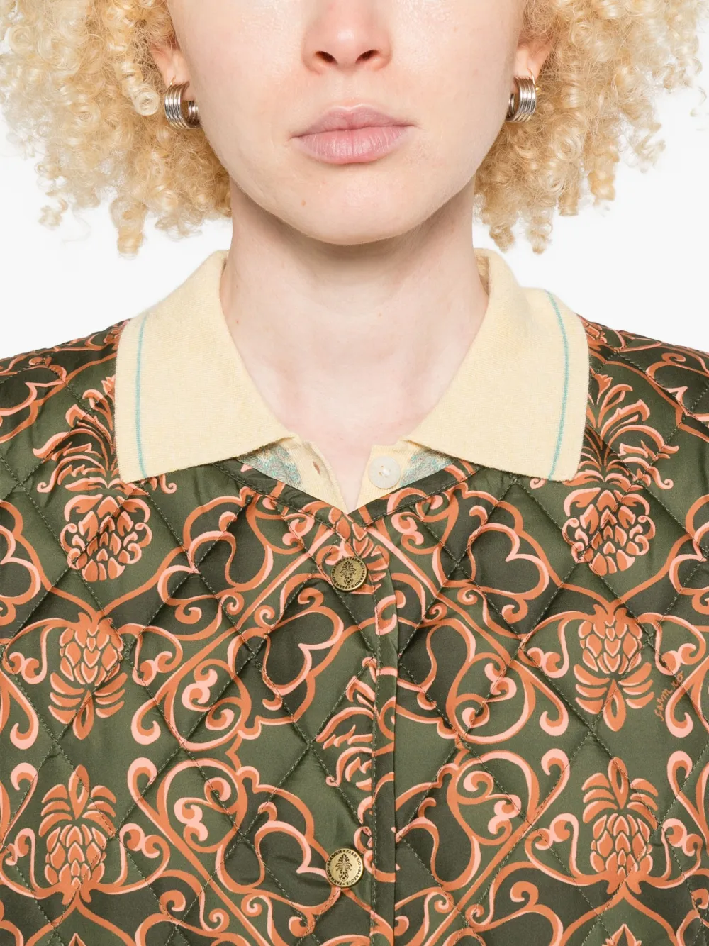 Barbour X Farm Rio Fernanda Sleeveless Jacket In Green