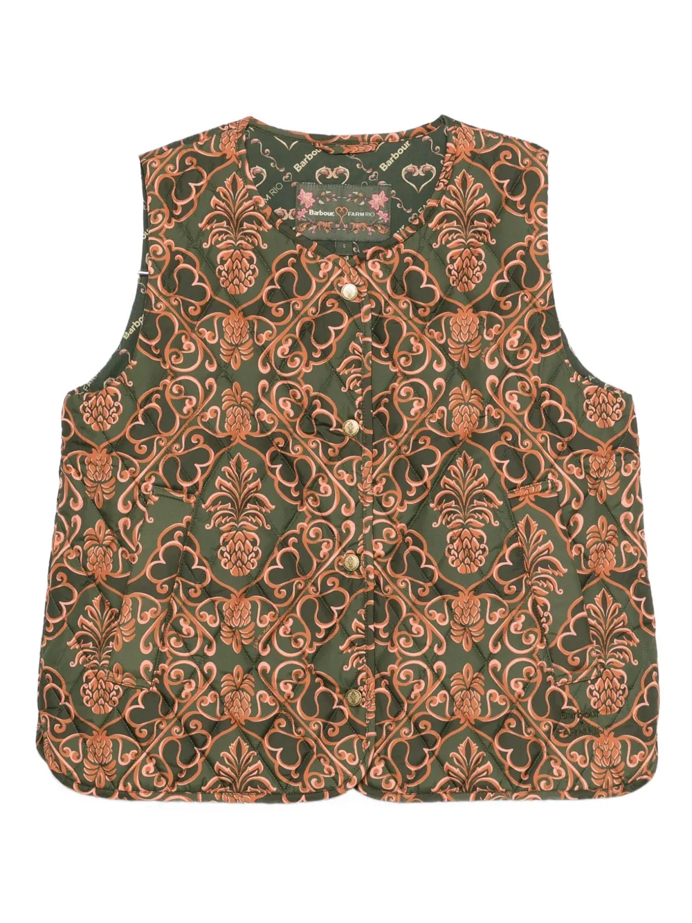 Barbour x FARM Rio Fernanda quilted gilet - グリーン Barbour x FARM Rio Fernanda quilted gilet - グリーン
