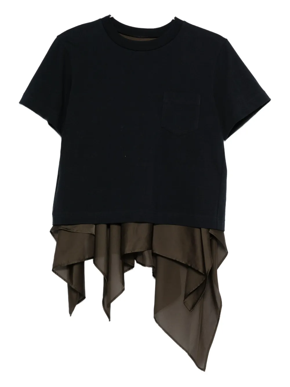 Sacai Draped-hem T-shirt In Blue