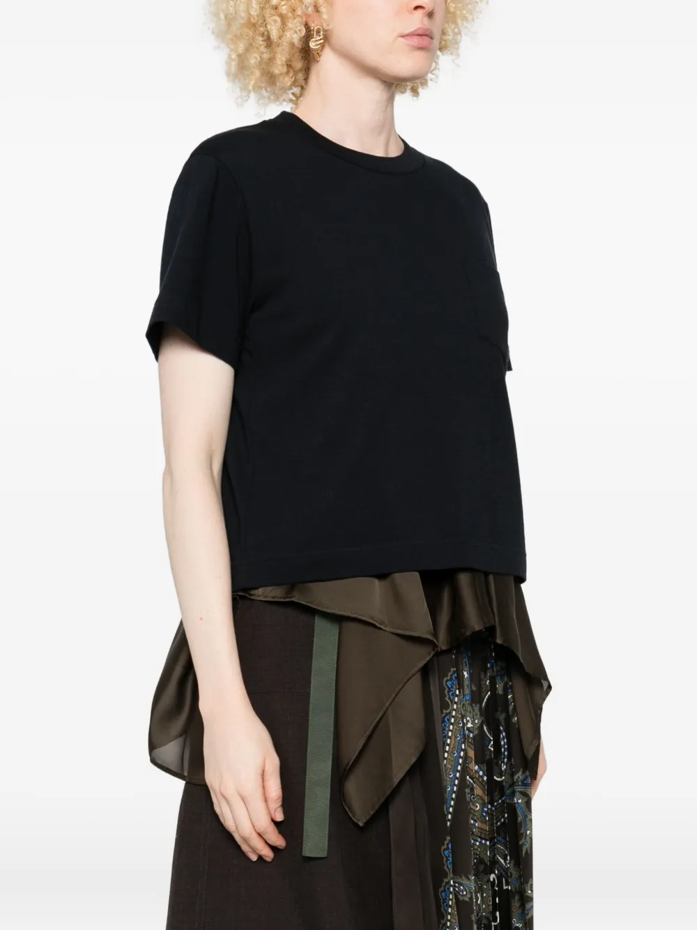 Sacai Draped-hem T-shirt In Blue