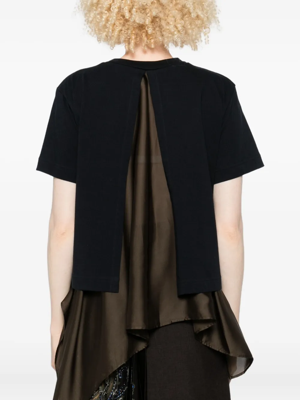 Sacai Draped-hem T-shirt In Blue