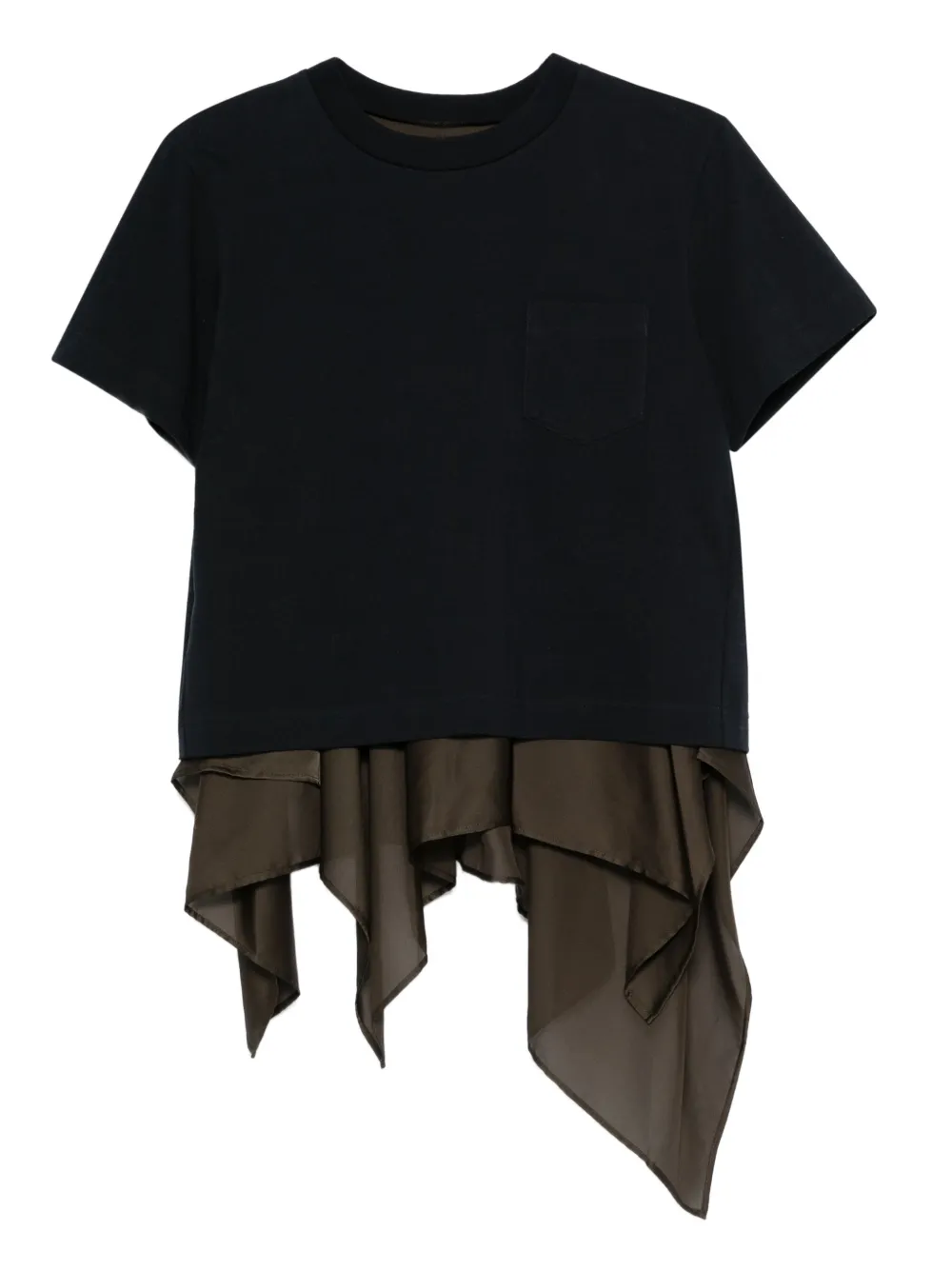 sacai draped-hem T-shirt | Blue | Image 1