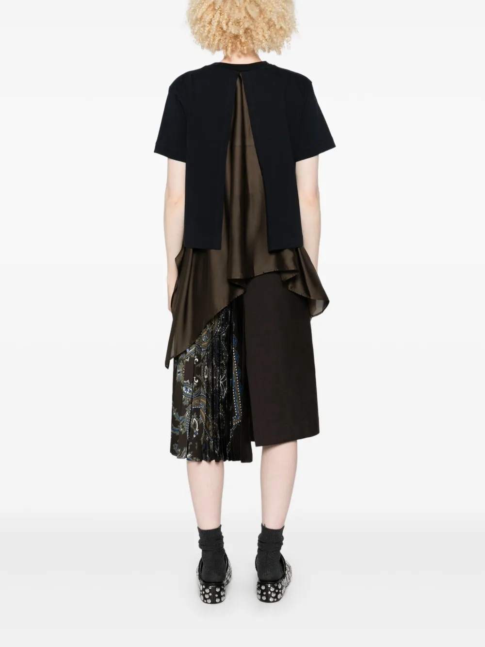 sacai T-shirt met gedrapeerde zoom Blauw