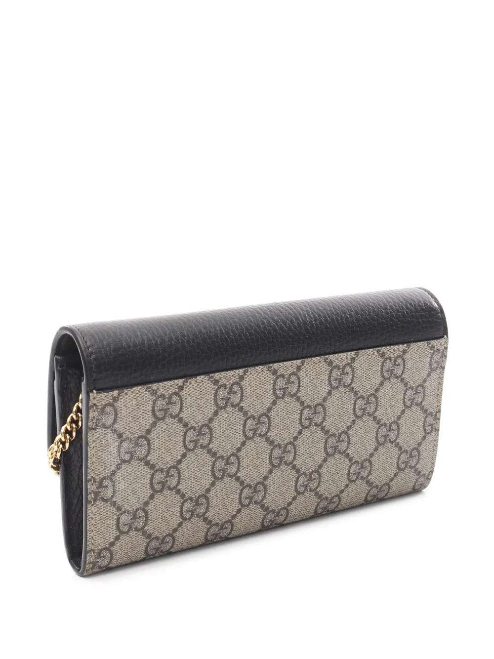 Pre-owned Gucci 2016-2025 Bicolor Gg Marmont And Gg Supreme Wallet On Chain Crossbody Bag In Brown