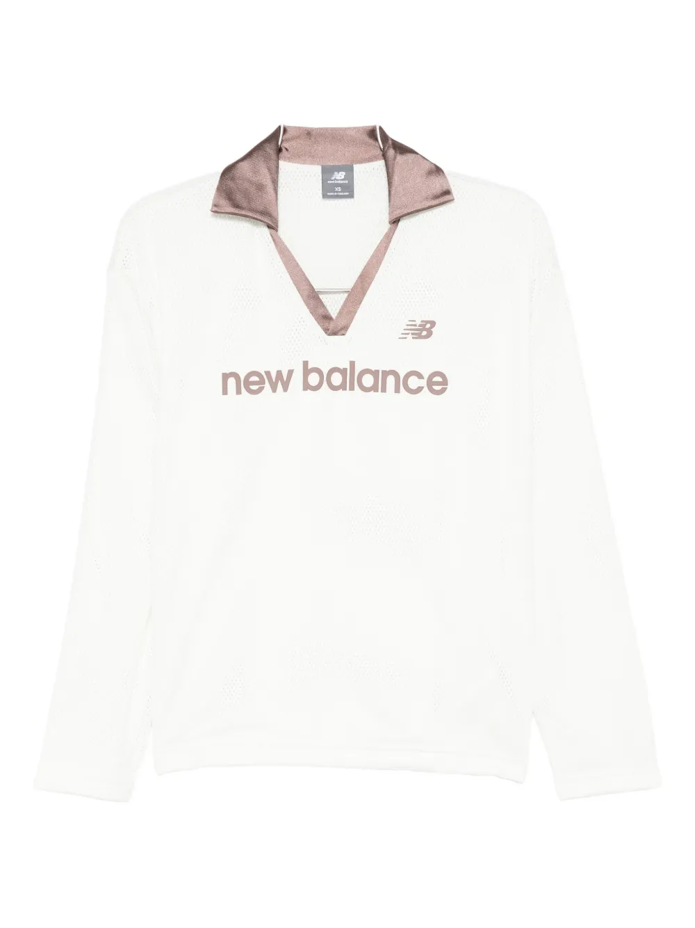 New Balance satin-collar logo-print top | White | Image 1