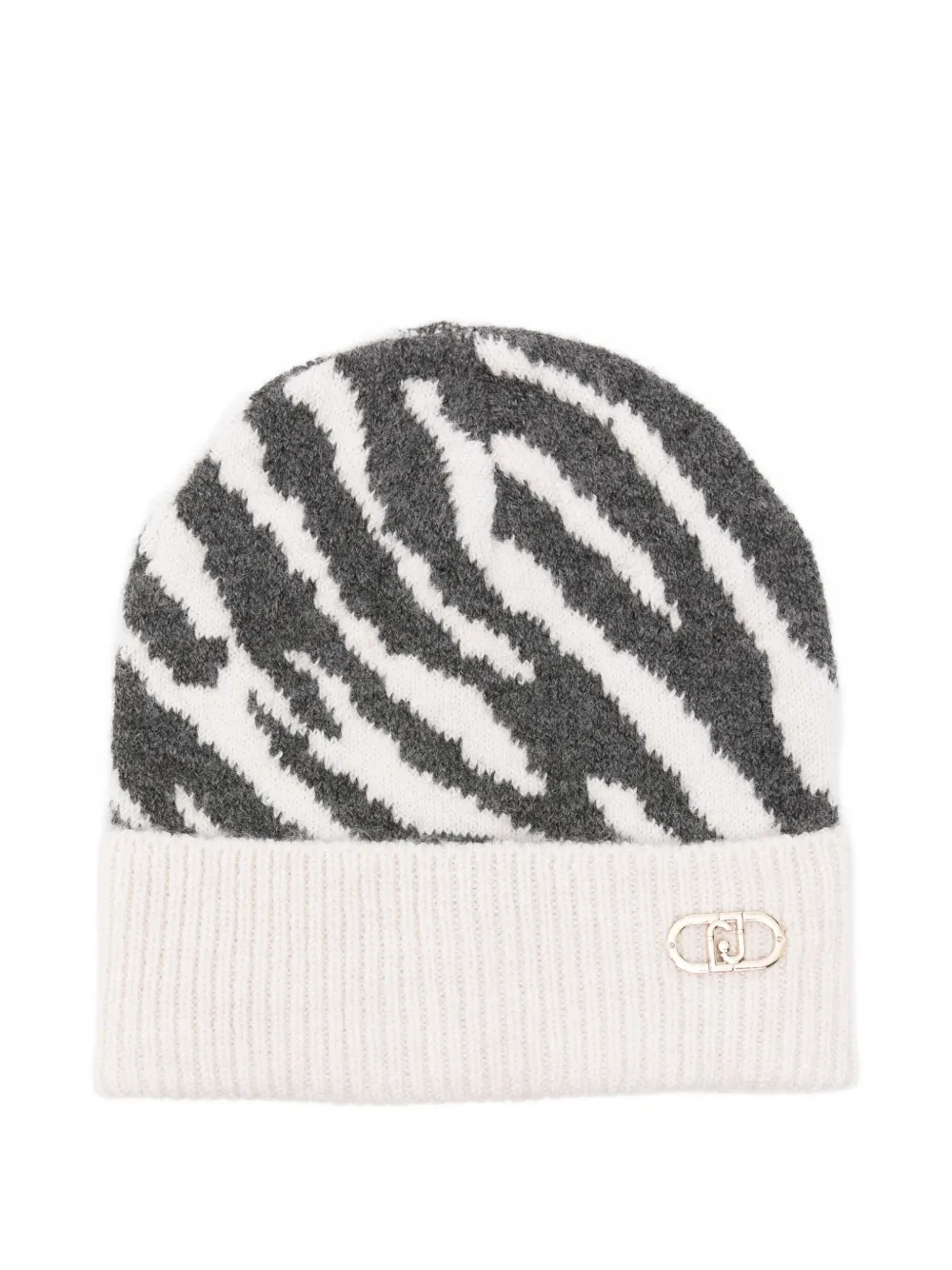 Liu •jo Zebra-print Beanie In Black