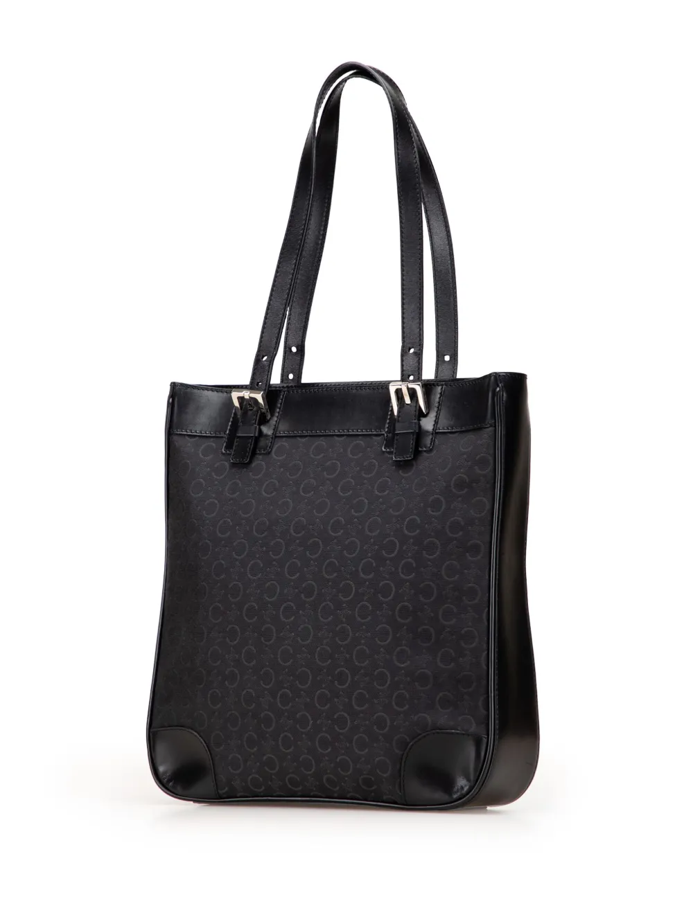Pre-owned Celine 2000 C Macadam Canvas Tote Bag In Black