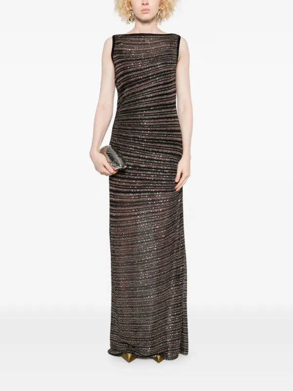 dresses and evening gowns Chic and Holland HF110348 - Straight Across Fitted Evening Dress 22 / Nude/Silver main image 1