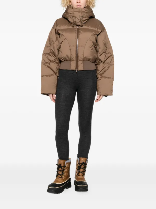 Adidas By Stella McCartney Hooded Quilted Jacket | Brown | FARFETCH
