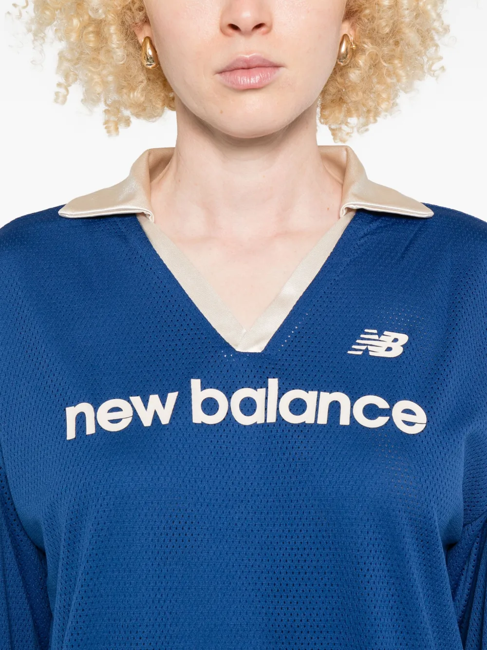 New Balance T-shirt met geborduurd logo Blauw