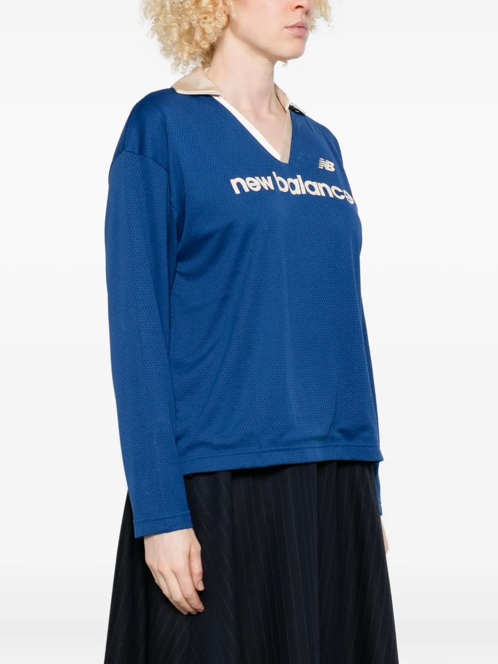 New Balance T-shirt met geborduurd logo Blauw