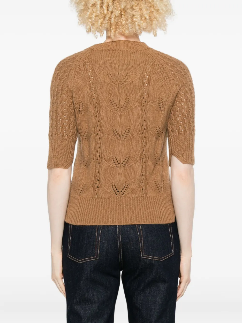 Ermanno Scervino Opengebreide trui met korte mouwen Beige