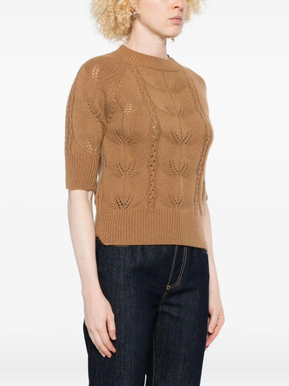 Ermanno Scervino Opengebreide trui met korte mouwen Beige