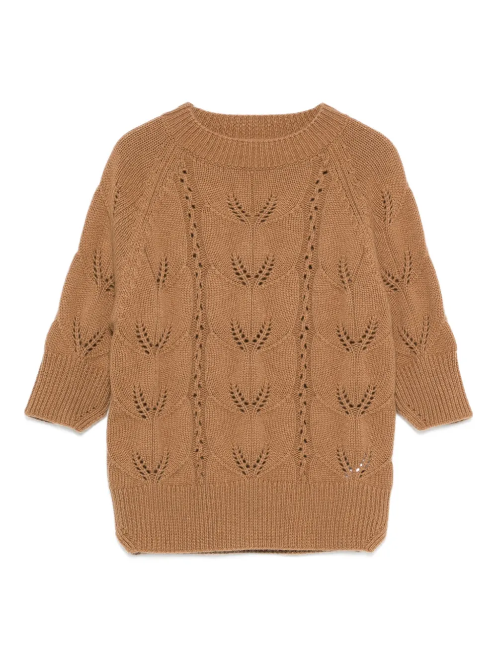 Ermanno Scervino open-knit short-sleeve sweater - ニュートラル Ermanno Scervino open-knit short-sleeve sweater - ニュートラル