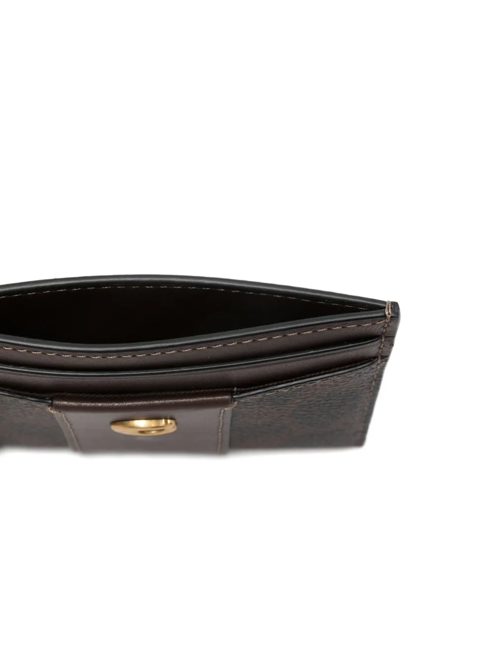 Coach Signature Canvas Card Holder In Brown