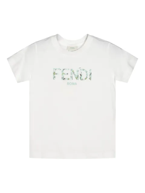 Fendi Kids floral-logo T-shirt
