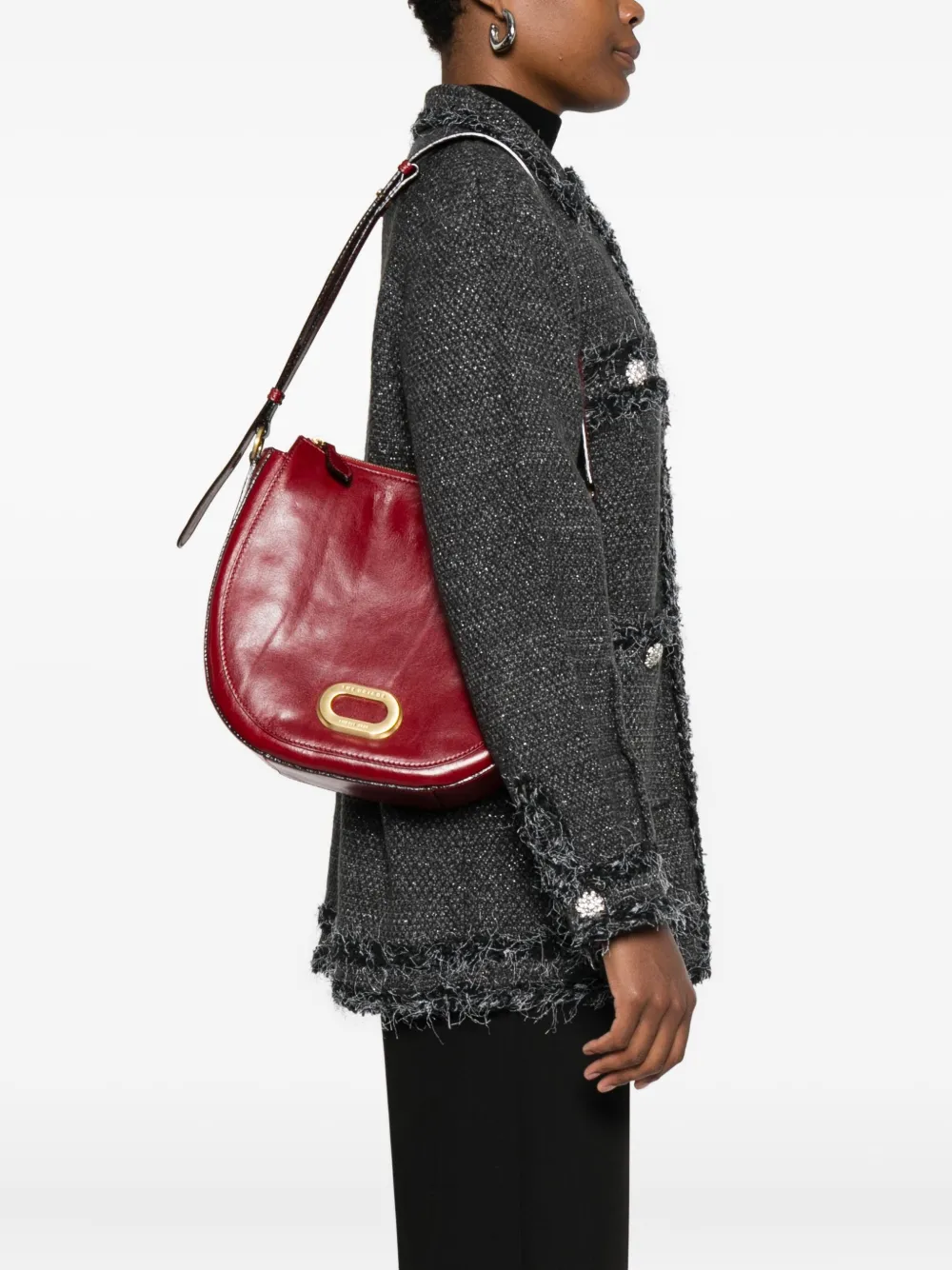 The Bridge oval-plaque shoulder bag - Rood