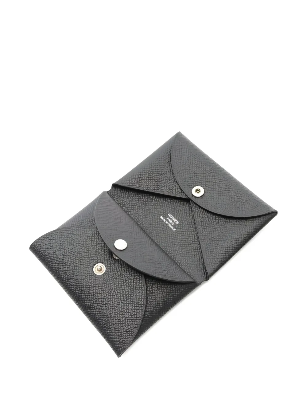 Pre-owned Hermes 2025 Calviduo Epsom Leather Wallet In Black