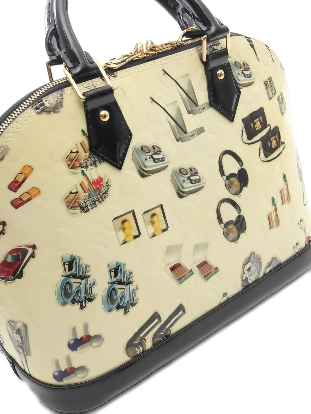 Pre-owned Louis Vuitton Sticker Animation Alma Pm Handbag In White