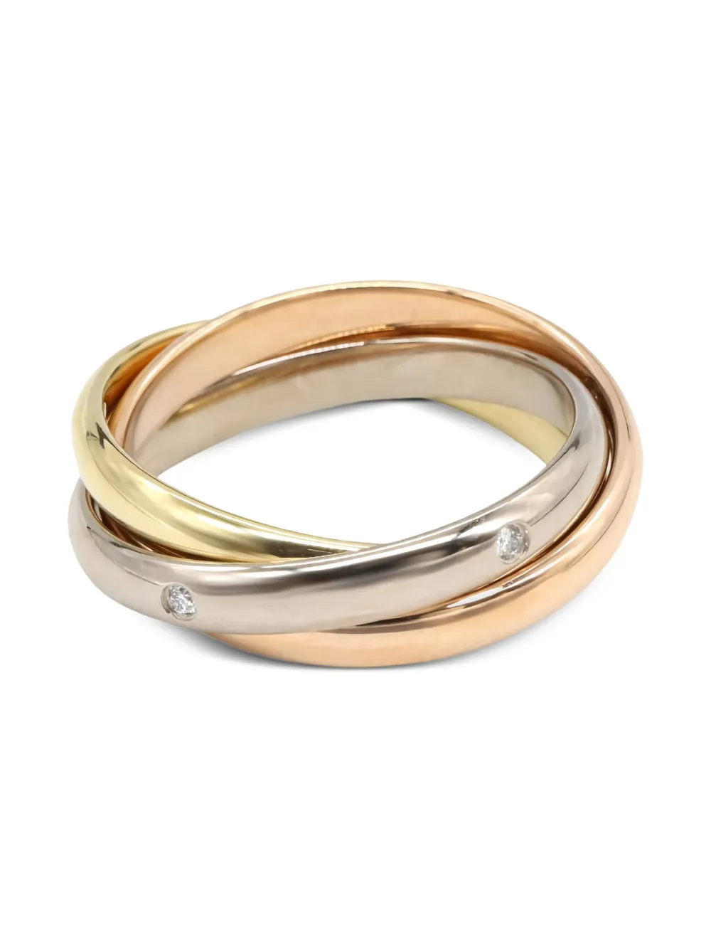 Cartier トリニティ ダイヤモンド リング 18Kイエロー/ローズ/ホワイトゴールド - ゴールドトーン Cartier トリニティ ダイヤモンド リング 18Kイエロー/ローズ/ホワイトゴールド - ゴールドトーン