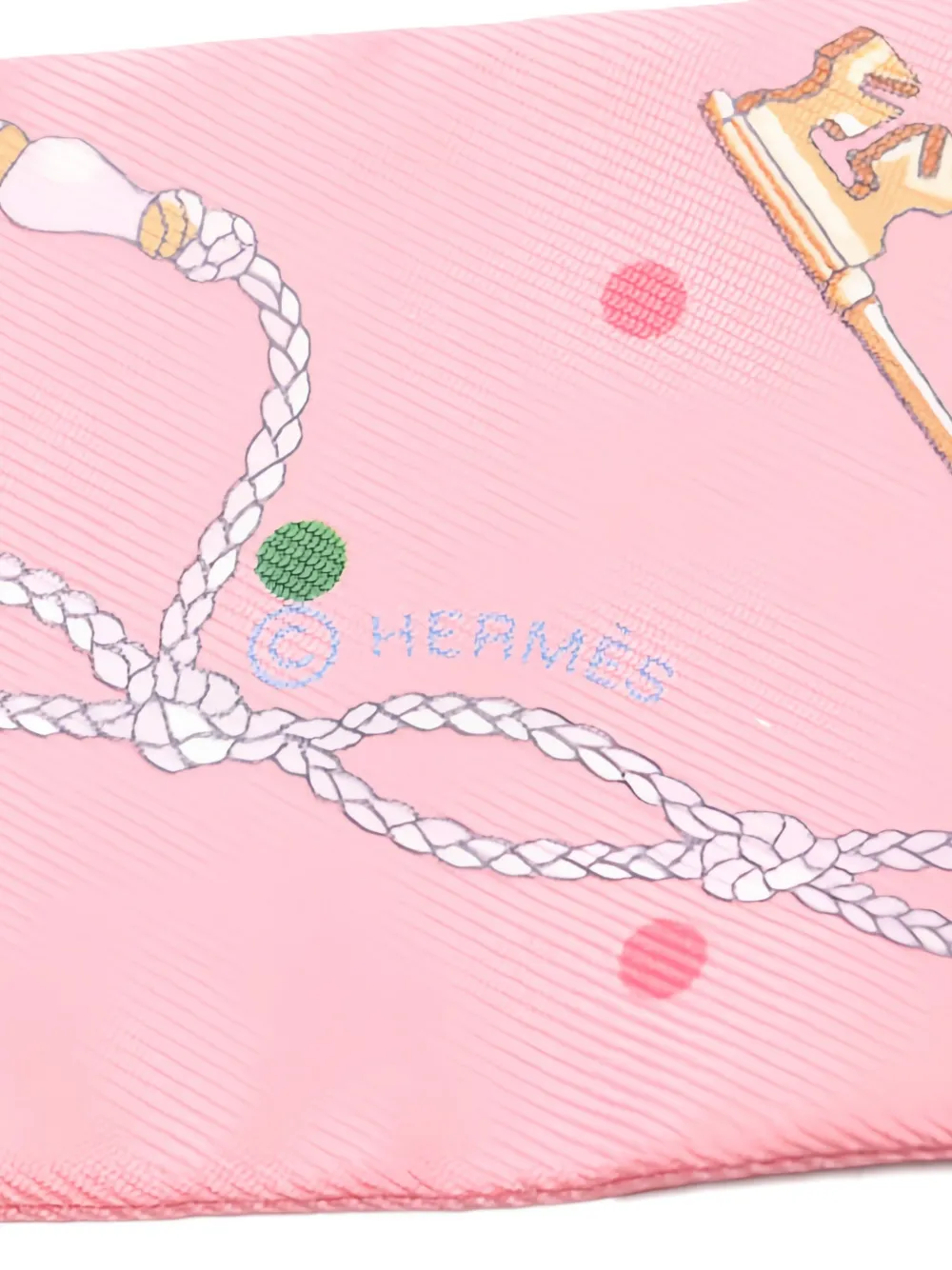 Pre-owned Hermes 2020 Les Cles A Pois Twilly Scarf In Pink
