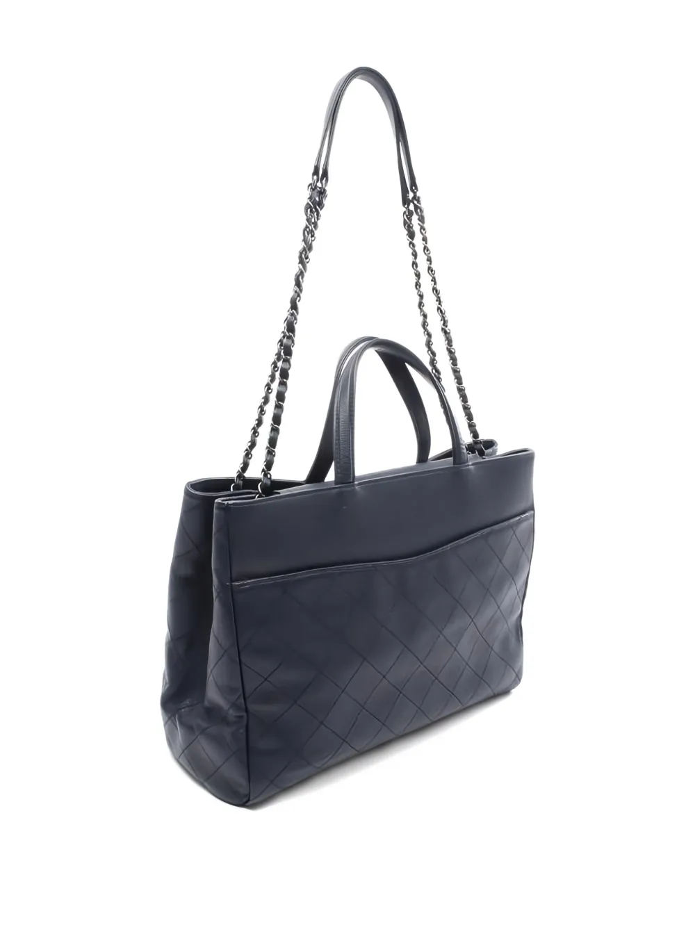 Pre-owned Chanel 2014-2015 Coco Mark Matelassé Tote Bag In Blue