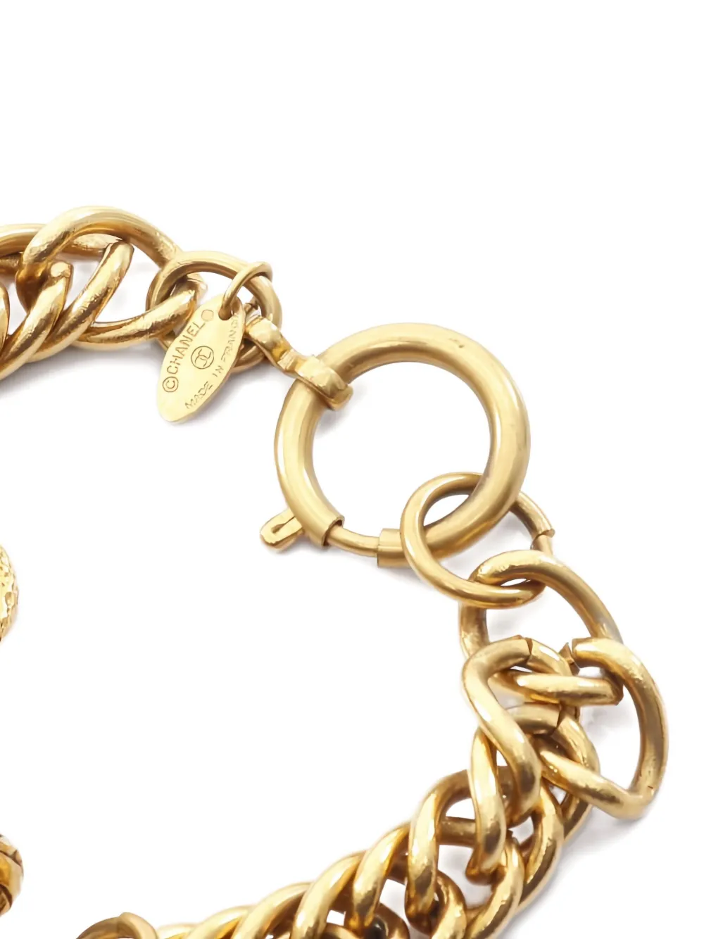 Pre-owned Chanel 1986-1988 Chain Charm Bracelet In Gold