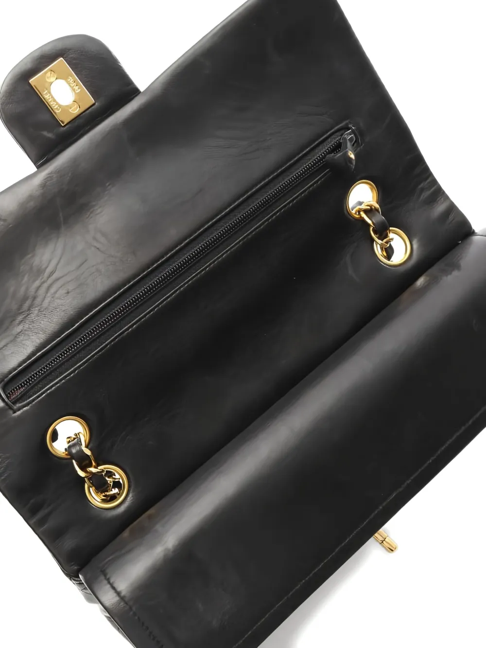 Pre-owned Chanel Douple Flap Shoulder Bag In Black