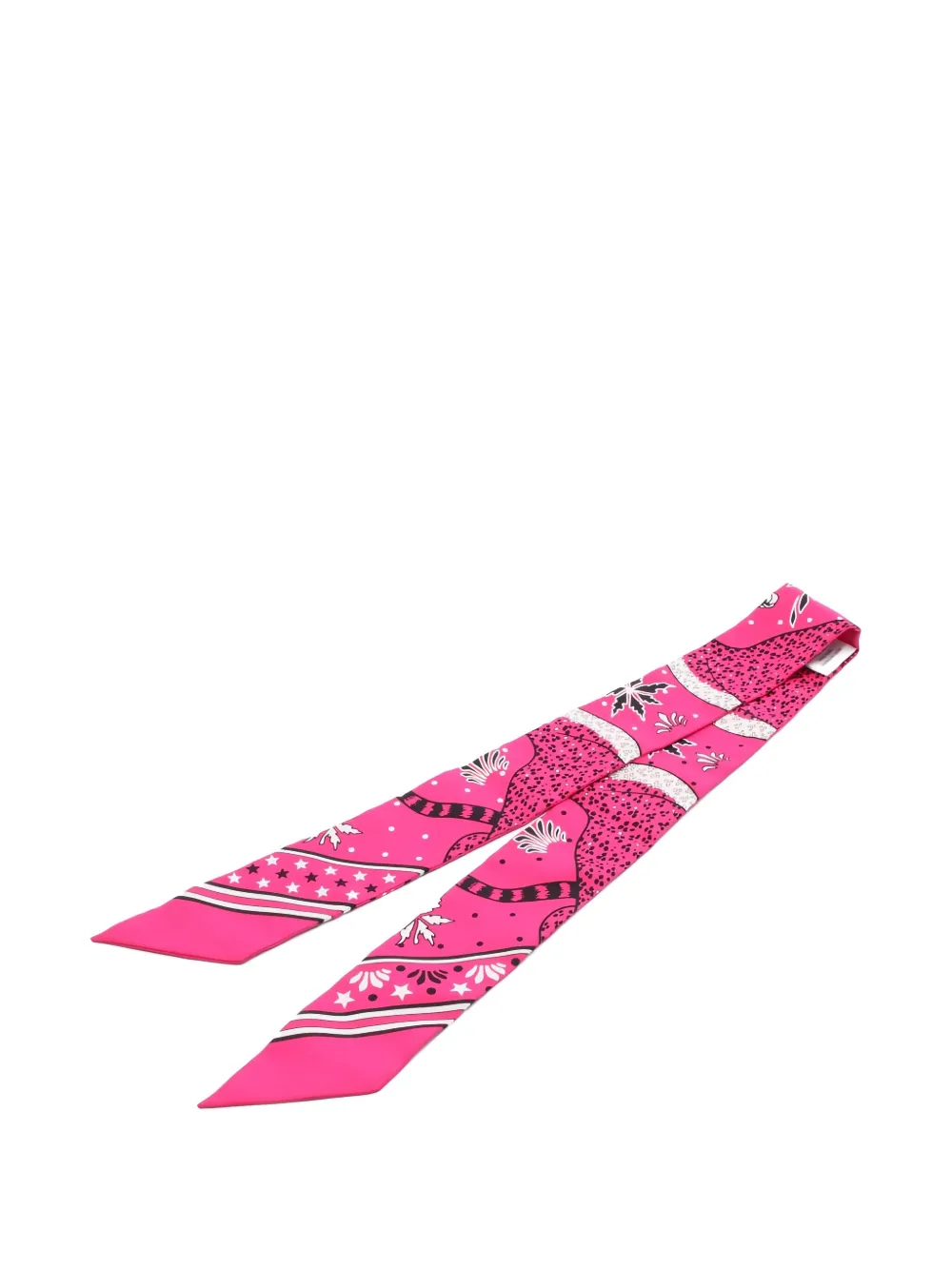 Pre-owned Hermes 2010 Les Leopards Bandana Twilly Scarf In Pink